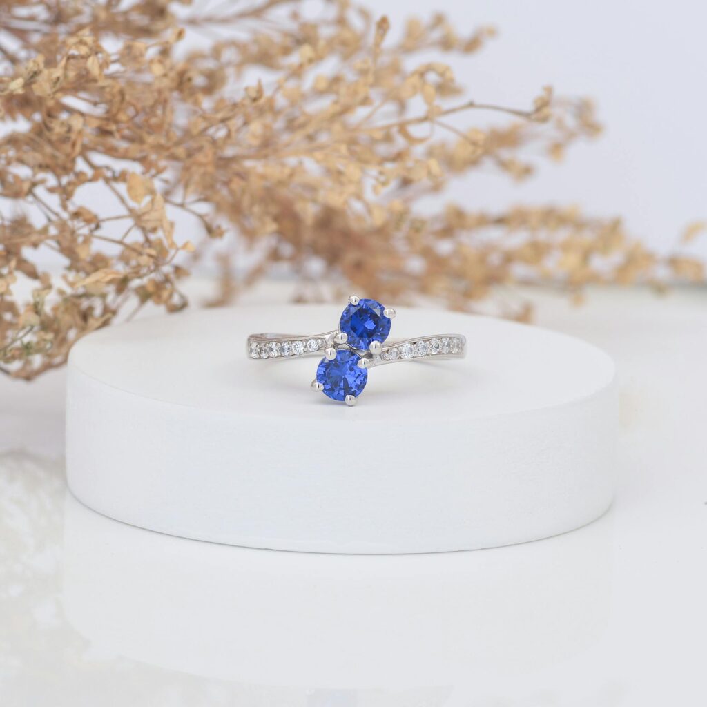 twin blue sapphire engagement